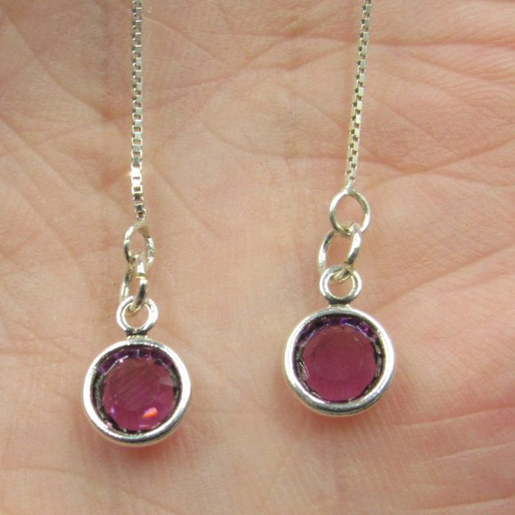 Jewelry - Sterling Silver Long Chain Crystal Earrings